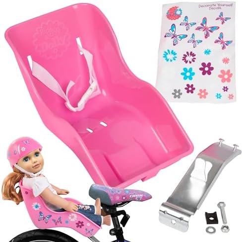 Doll Bicycle Seat - Universal Fit Bike Dolly Carrier for 18" Dolls | Easy to attach to kids' bicycles. Compatible with American Girl & stuffed