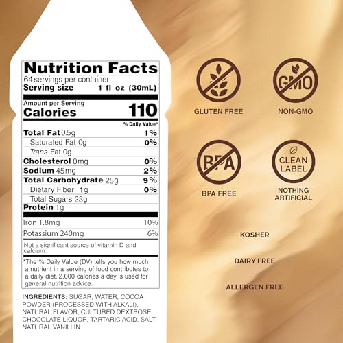 Monin - Sugar Free Dark Chocolate Sauce, Velvety and Rich, Great for Desserts, Coffee, and Snacks, Gluten-Free (64 Ounce)