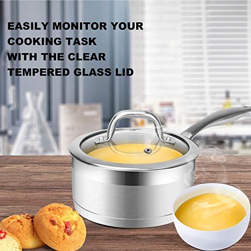 Duxtop Stainless Steel Sauce Pan with Lid, 2.5 Quart Induction Cooking Pot | Saucepan with Stay-Cool Handle, Impact-Bonded Base for Even Heating
