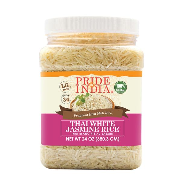 Pride Of India - Extra Long Indian Basmati Rice - Naturally Aged Aromatic Grain, 1.5 Pound Jar