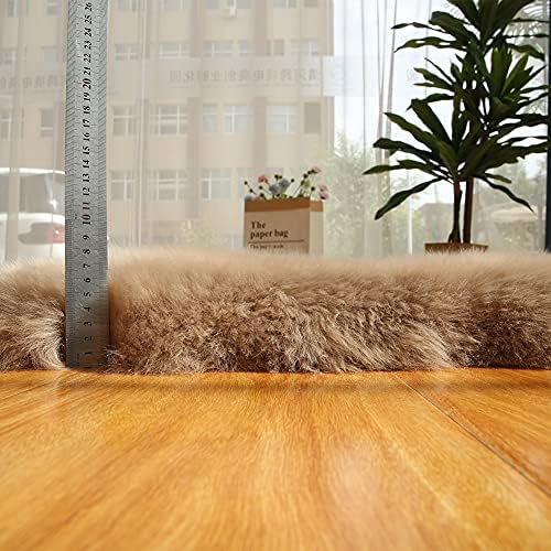 Real Sheepskin Rug Fluffy Sheepskin Throw Genuine Sheepskin Rug Sheepskin Seat Covers for Chairs Recliner Sofa (2.3x6.5ft) (Color : Ivory)
