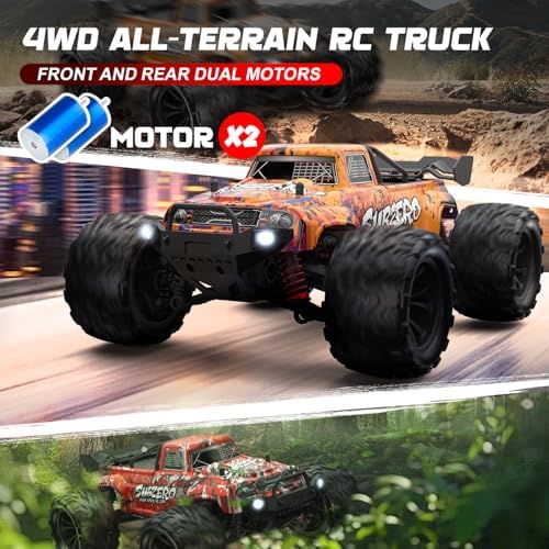 1/18 Scale High Speed RC Cars, 30KM/H 4WD Off-Road Remote Control Trucks for Adults and Kids Boys, All Terrain Truck Toys Gifts