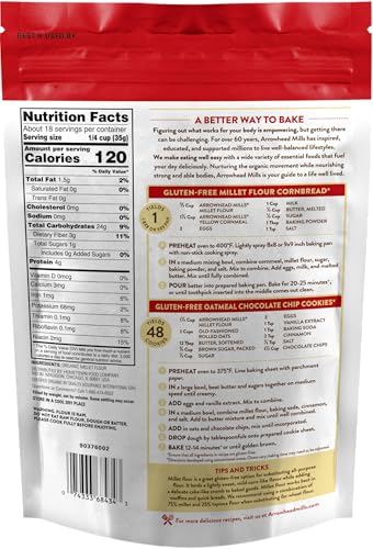 Arrowhead Mills Organic Gluten Free Millet Flour, 23 oz Bag