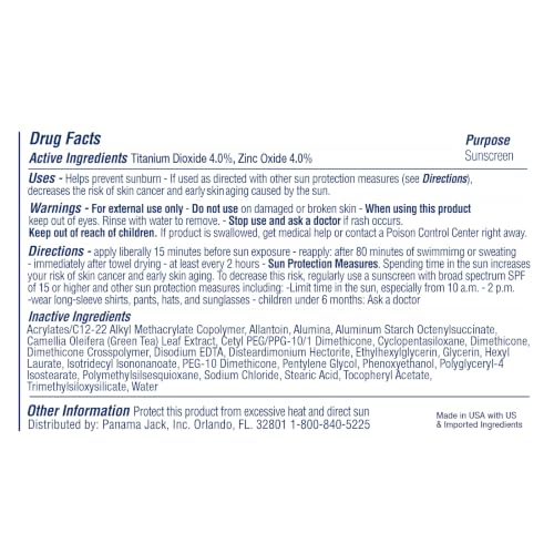 Panama Jack Sport Zinc SPF 50 Broad Spectrum Sunscreen Lotion, Water Resistant (Pack of 1)
