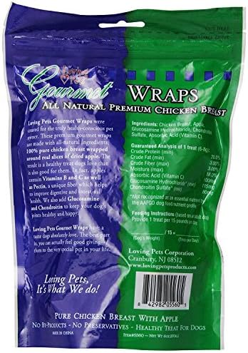 (2 Pack) Loving Pets All Natural Premium Apple and Chicken Wraps with Glucosamine and Chondroitin Dog Treats, 6 oz