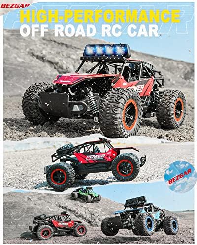 BEZGAR RC Cars for Boys - 1:14 Off Road RC Truck with LED Headlight | 2.4GHz steady wireless signal, shock-absorbing suspension, bright front lamp