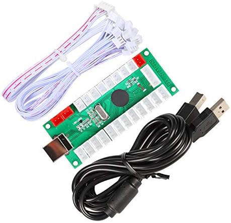 EG STARTS 2 Player Arcade Games DIY Kit Parts 2 Ellipse Oval Joystick Handles + 20 LED lit Arcade Buttons (Red & Blue Kit)