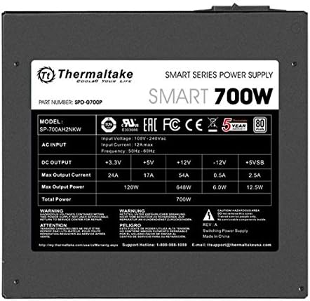 Thermaltake Smart 500W 80+ White Certified PSU, Continuous Power with 120mm Ultra Quiet Cooling Fan, ATX 12V V2.3/EPS 12V Active PFC Power Supply PS-SPD-0500NPCWUS-W