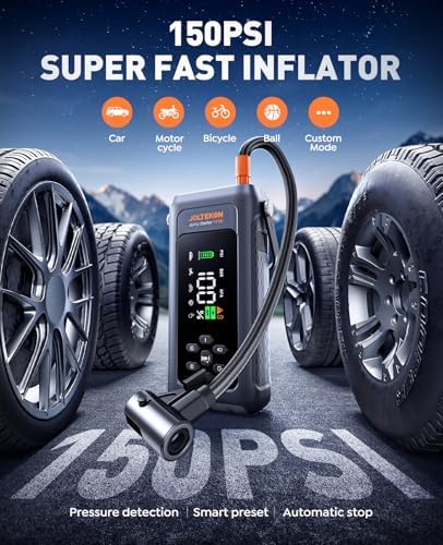 Car Battery Jump Starter with Air Compressor 4500A 150PSI, Car Jumper Starter Portable (9L Gas/8L Diesel)