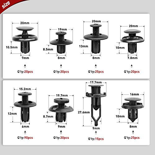 Nilight 190 Pcs Car Retainer Clips Fastener Remover 18 Most Popular Sizes Applications Auto Push Pin Rivets Set -Door Trim Panel Clips for Toyota