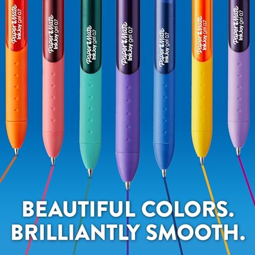Paper Mate InkJoy Gel Pens, Black, Medium Point (0.7mm), Comfort Grip, 10 Count - Fast Drying Ink, Smooth Writing, Office Supplies