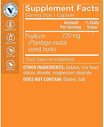 The Vitamin Shoppe Psyllium Husks Plantago Ovata Fiber Supplement (300 Capsules)