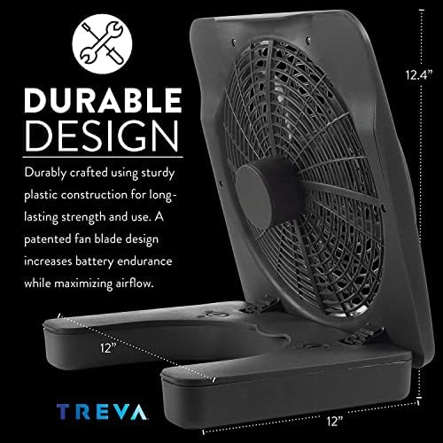 Treva 10 in Portable Desktop Battery Fan 2-Speed with AC Adapter Graphite | Yes