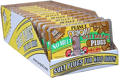 C&S Peanut Delight No Melt Suet Dough Plugs, Suet Plugs for Wild Birds, 12 Oz, 4 Count