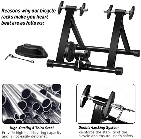 Goplus Bike Trainers for Indoor Riding, Folding Stationary Bike Stand with Magnetic Flywheel for Bicycle Cycling Training
