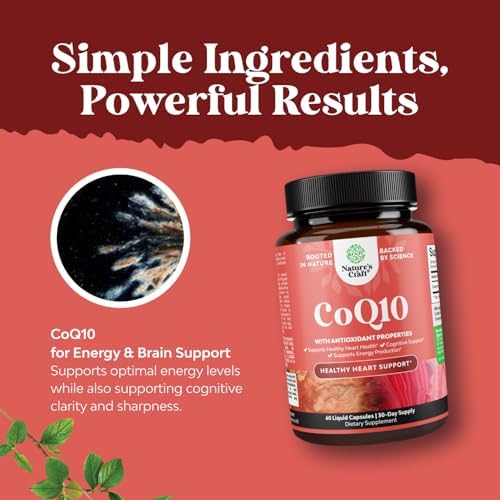 CoQ10 Liquid Capsules Supplement - Healthy Heart & Energy Support - 60 Ct