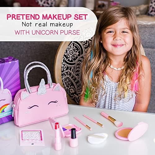 Kids Real Makeup Kit with Unicorn Purse Non Toxic Washable Make Up Set