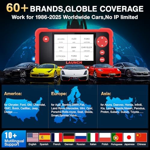 LAUNCH CRP123 V3.0 Elite OBD2 Scanner, Engine ABS SRS Transmission, 3 Resets | Oil Service/Throttle Relearn/SAS Reset