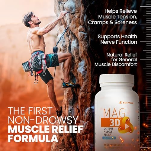 SaltWrap Mag 3D – Daytime (Non-Drowsy) Leg Cramp & Muscle Relief Support - Natural Supplement for Muscle and Nerve Health with Turmeric