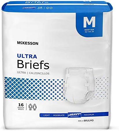 McKesson Ultra Briefs, Heavy Absorbency, Medium, Unisex, 44 in, 96 ct | Disposable, Elastic Leg Gathers and Contoured Fit for Men and Women, Incontinence