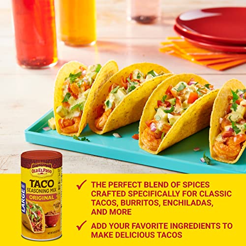 Old El Paso Taco Seasoning, 25% Less Sodium, Large Size, 6.25 oz | 25% Less Sodium Vs. Original, Large Canister for Batch Cooking, Seasons Tacos, Soups & Dips