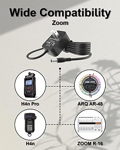 Replacement for Zoom H4N Power Adapter Compatible with Zoom H4n Pro, R16, AD-14, ARQ AR-96, AR-48, UAC-2, Q3, Q3HD and R24 Power Supply (5V, 5.9ft)