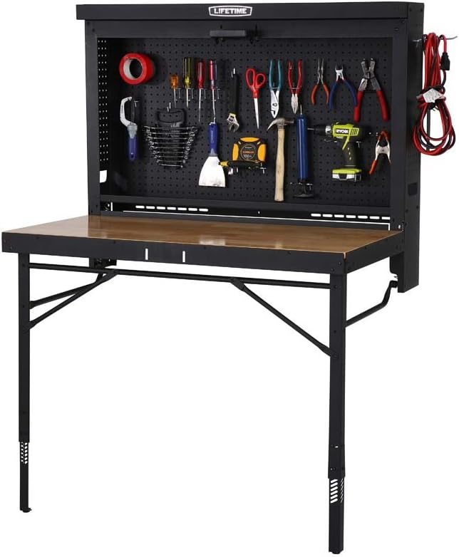 LIFETIME Products Wall Mounted Work Table, 4', Wood Varnish (80421)