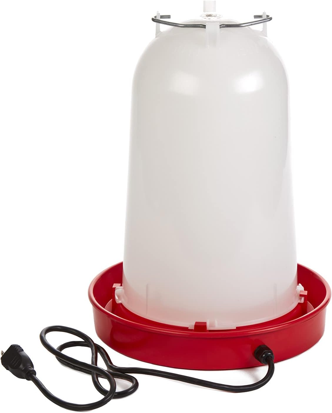 API 3 Gallon Heated Chicken or Bird Waterer with Overheating Protection, Galvanized Steel Handle, and Easy to Fill Funnel Design, White