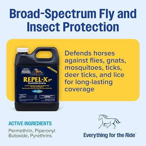 Farnam Repel-X pe Fly Spray Concentrate for Horses & Dogs, 16 oz | Makes 4 Quarts,Repels barn flies, gnats, mosquitoes, ticks, and lice as a concentrated that mixes with water