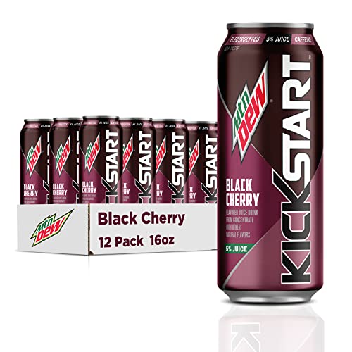 Mountain Dew Kickstart, Pineapple Orange Mango, 90mg Caffeine, Vitamins B & C, 80 Calories, 10% Juice, 16 fl oz (Pack of 12)