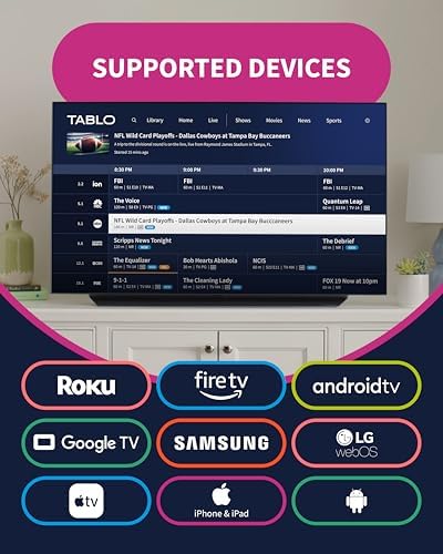 Tablo TV 4th Gen 2‑Tuner Over‑The‑Air DVR + Antenna – No Subscriptions | 35-mile range TV Antenna Included | Works with Compatible Devices