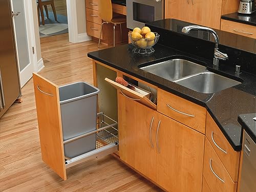 Rev-A-Shelf - 5349-18DM-217 - Double 35 Qt. Pull-Out Brushed Aluminum and Silver Waste Container