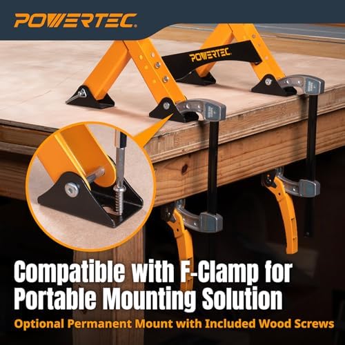 POWERTEC Folding Router Table Stand – Adjustable Height Workstation Base for 11-1/2" x 15-1/2" Trim Router Tables, Wall-Mount Ready