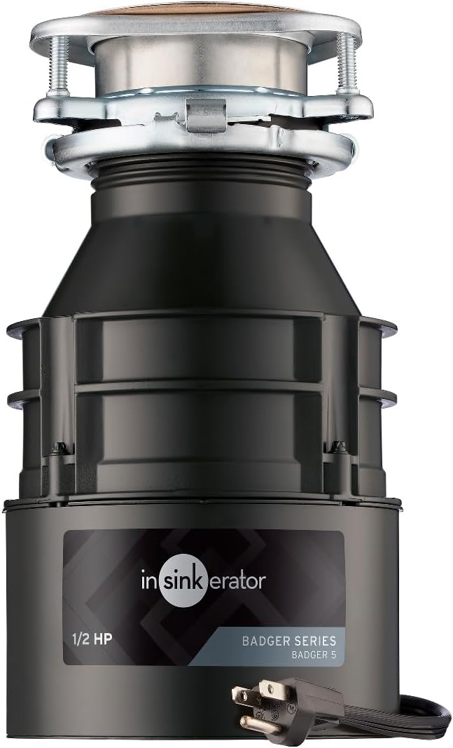 InSinkErator Badger 1 Garbage Disposal with Power Cord, Badger Series 1/3 HP Continuous Feed Food Waste Disposer