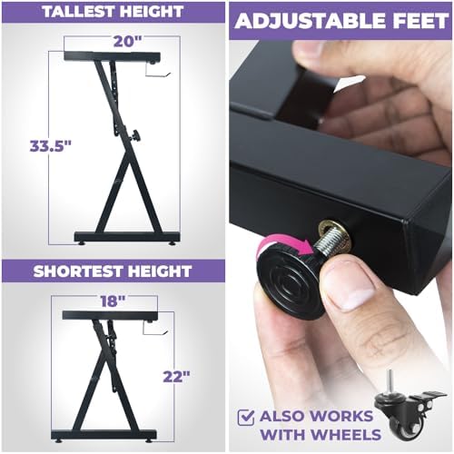 Liquid Stands Piano Keyboard Stand - Z Style Adjustable and Portable Heavy Duty Music Stand for Kids and Adults -Fits 54-88 Key Electric Pianos - Sturdy Musical Keyboard Stand (Black)