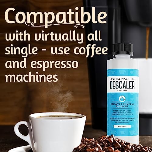 IMPRESA Coffee Machine Descaler (2 Uses Per Bottle) - Made in the USA - Universal Descaling Solution, Compatible with Nespresso, Delonghi and All Single Use Coffee and Espresso Machines