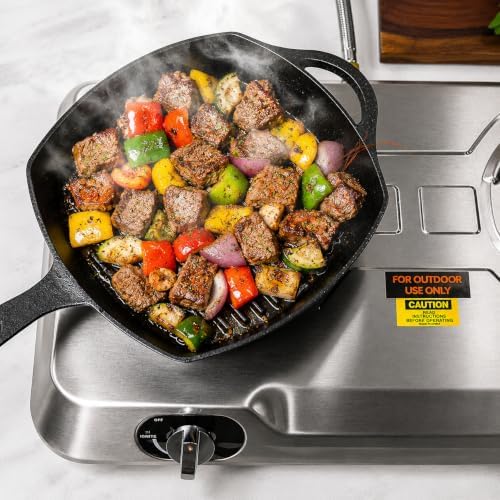 XtremepowerUS Double Burner Propane Stove, 25, 516 BTU Outdoor Camping Cooktop with Auto Ignition, Portable Stainless Steel LPG Gas Stove for Camping