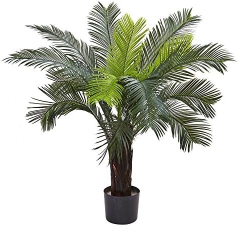 Nearly Natural 3 ft UV-Resistant Artificial Cycas Tree with Pot | Lush Realistic Palm Tree Foliage, Faux Greenery with 15 Robust Leaves