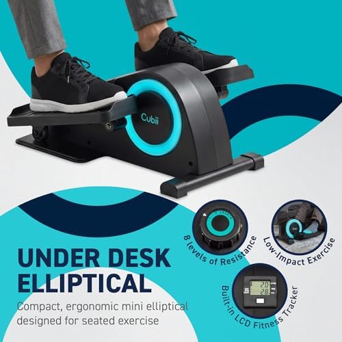 Cubii JR1, Under Desk Elliptical, Under Desk Bike Pedal Exerciser, Seated Elliptical, Work from Home Fitness, Mini Elliptical Machines for Home Use