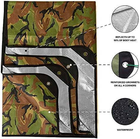 Arcturus Insulated Tarp, Reusable Heavy Duty Thermal Survival Blanket – 60x82in, Reflects 90% Body Heat, Waterproof, Windproof, 3-Layer Design, Reinforced Grommets, Olive Green | Reflective Mylar, Waterproof & Windproof, Reinforced Grommets for Tarp Setu…