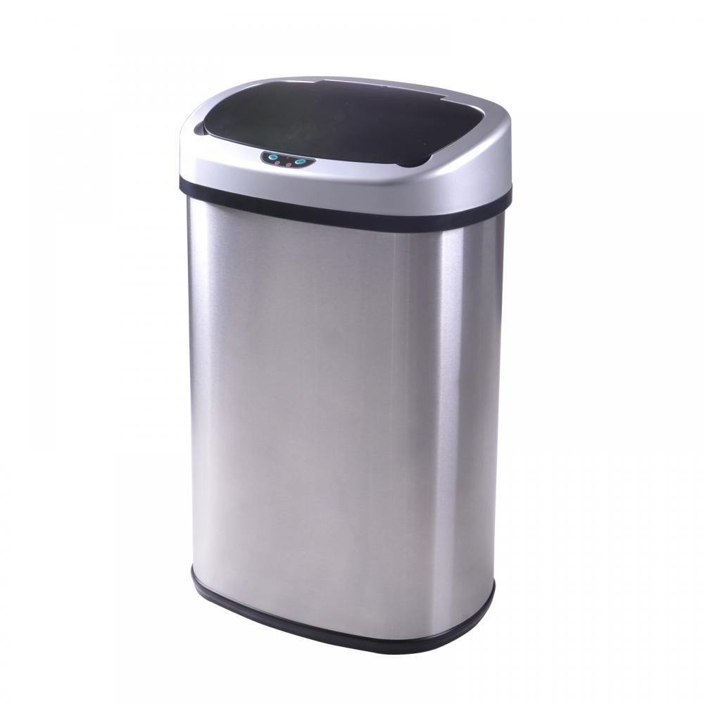 FDW | 13 Gallon Stainless Steel Trash Can with Lid | Silver