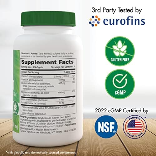 Health Thru Nutrition Liquid Calcium 1000mg, Magnesium 400mg, Vitamin D3 1,000iu and Boron | Bone Restore & Strength with 6 Calcium Complex | 3rd Party Tested | Non-GMO Gluten Free (Pack of 100) | Calcium 1000mg, Magnesium 400mg, Vitamin D3 1,000iu and B…