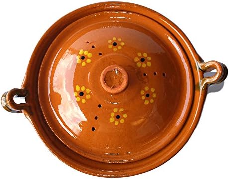 Mexican Clay Lidded Cazuela Pot, Medium, Terracotta, 3.5 Quarts