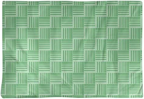 Dana Strider Monochrome Basketweave Stripes Table Placemat, 18 x 14, Green