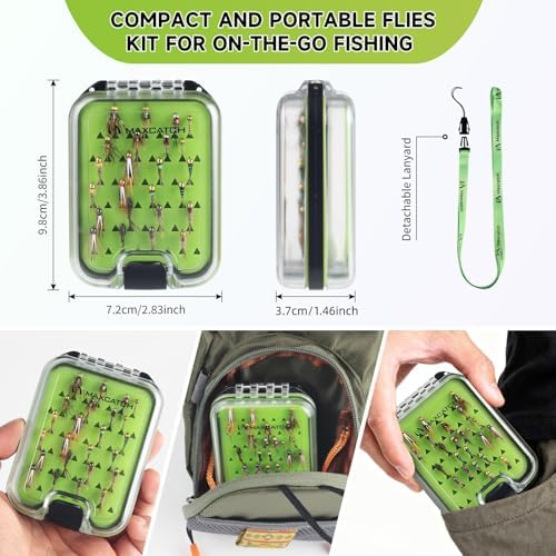 Maxcatch Nymph Fly Fishing Flies Kit for Trout, 24-Piece Assortment with Waterproof Pocket Box, Hand-Tied, Travel-Friendly