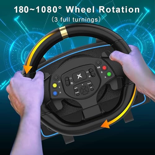 DOYO Gaming Steering Wheel with Pedals for PC, Xbox One, Xbox Series X