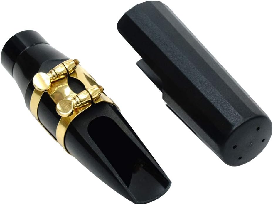 Libretto Baritone Saxophone Mouthpiece Kit: Standard Set With ABS 4C Mouthpiece, Plastic Cap, Gold Lacquered Ligature - Giftable