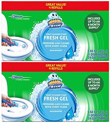 Scrubbing Bubbles Fresh Gel Toilet Cleaning Stamp Refill Value Pack, Rainshower, 24 Stamps, 2 Pack