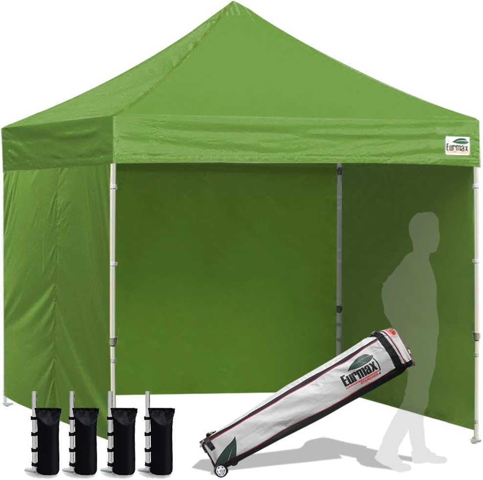Eurmax USA 10x10 Pop Up Canopy Tent,Commercial Tent with Patented No-Tip Rolling Bag,4 Zippered Removable Walls,UV & Water Resistant Canopy Top,Heavy Duty Outdoor Gazebo,Instant Shelter(White)
