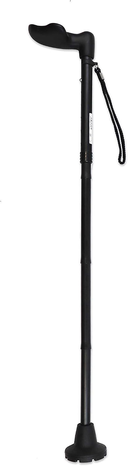 KMINA Folding Walking Cane for Women and Men, Palm Grip, Right Hand, Black